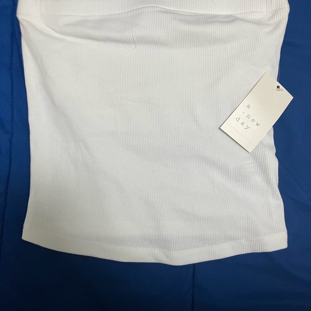 a new day White Ribbed Crop Top